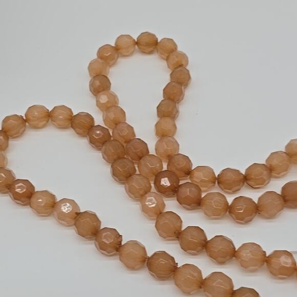 Set of 2 Layering Pieces Cream Soda Faceted Acrylic Strung Beads 38" Necklaces - Picture 5 of 12